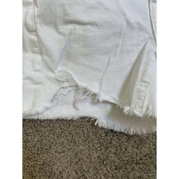American Eagle Shorts Women Sz 0 White Denim High Waisted Distressed Raw Hem - Picture 4 of 9